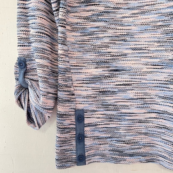 T by Talbots Space Dye Waffle-Knit Pullover 3/4 Sleeve Top Size S - Picture 4 of 11